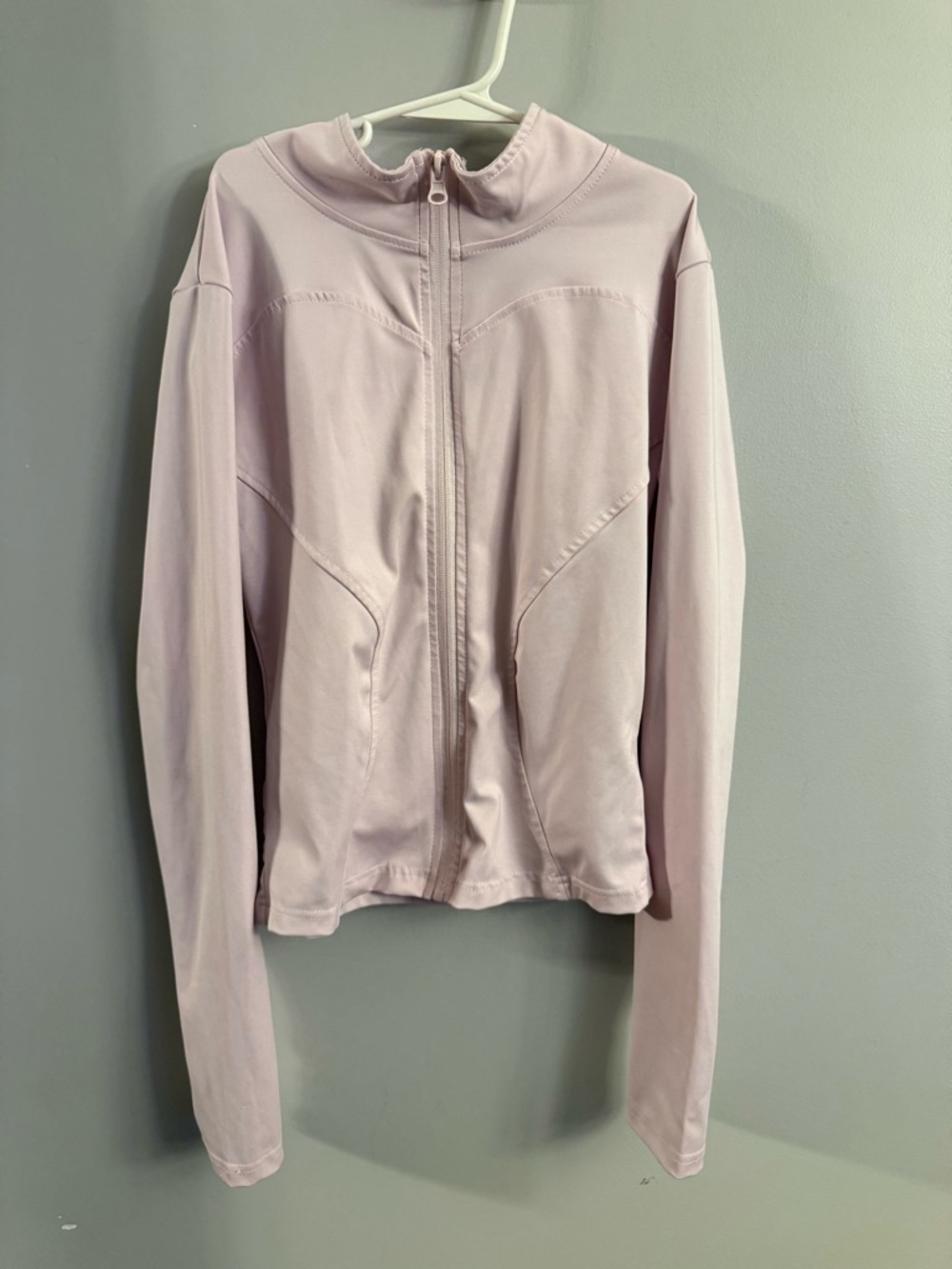 Blush Pink Sculpting Active Zip Jacket Thumb Holes Fitted Athleisure Gym Top